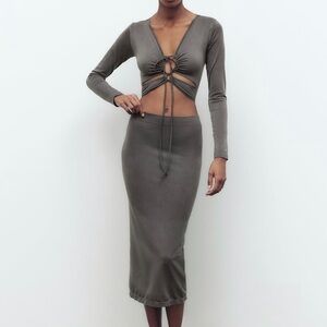 GREY CROP TOP/SKIRT SET FROM ZARA
